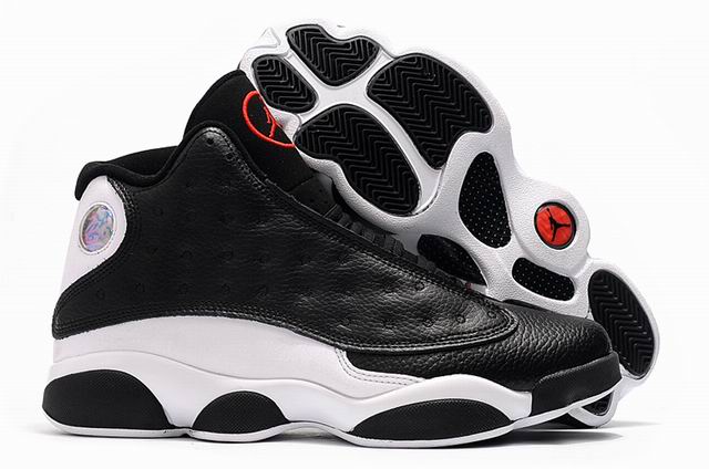 Air Jordan 13 Men's Basketball Shoes Black White-32 - Click Image to Close
